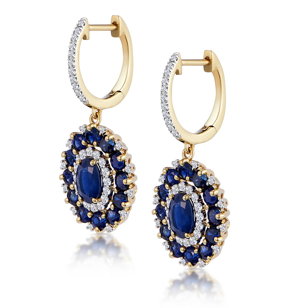 2.85ct Sapphire Asteria Collection Diamond Drop Earrings in 18K Gold