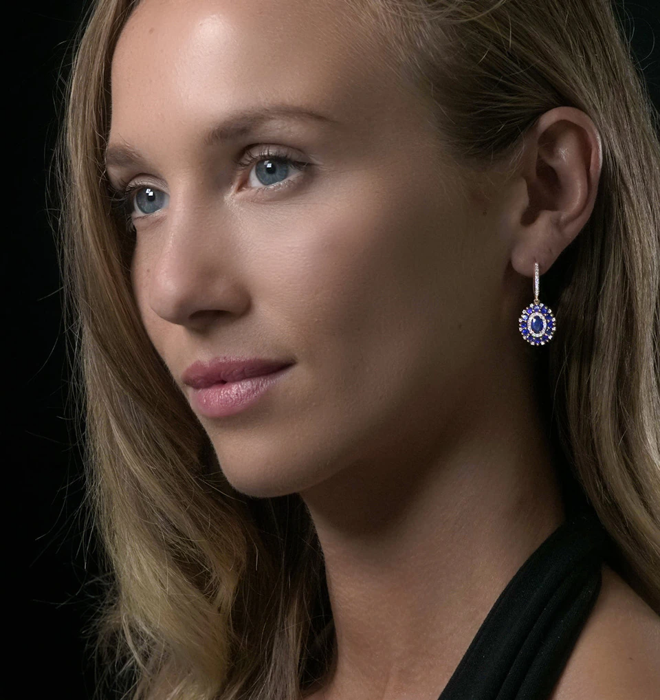 2.85ct Sapphire Asteria Collection Diamond Drop Earrings in 18K Gold