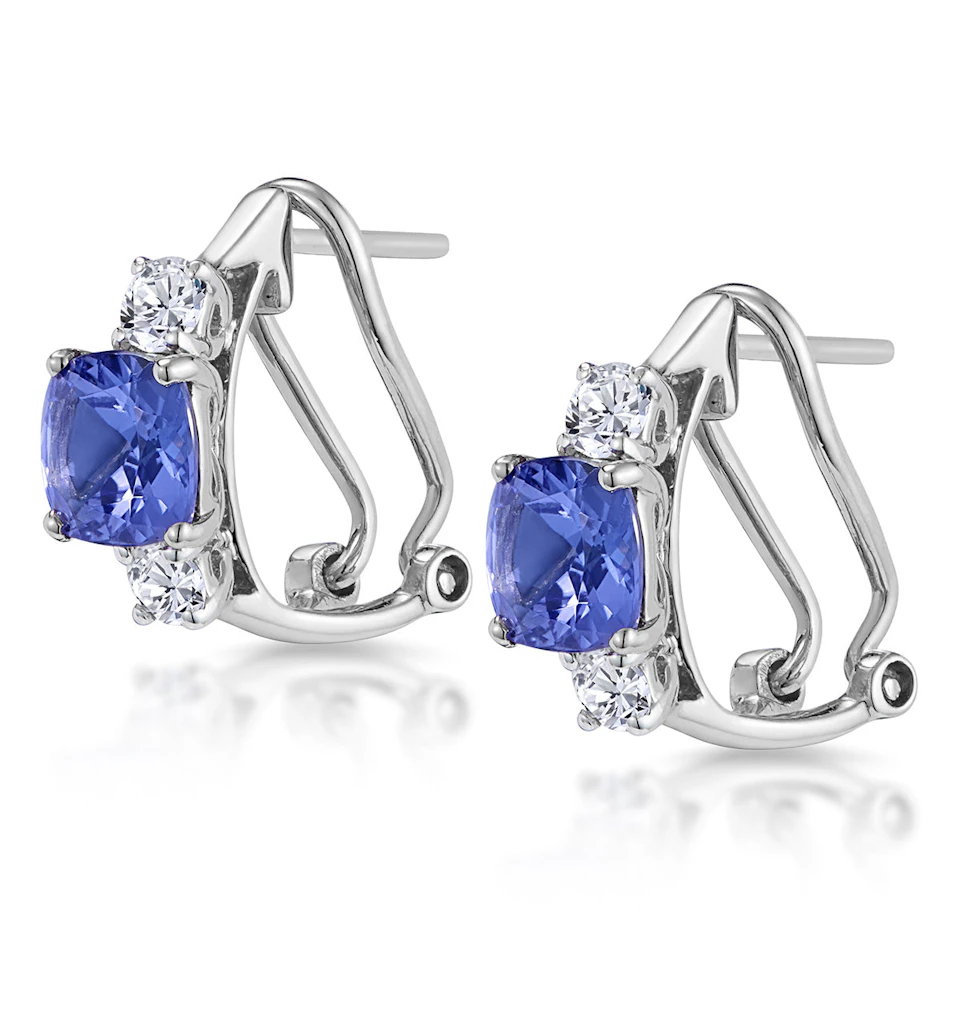 2.20ct Tanzanite Asteria Collection Diamond Earrings 18K White Gold