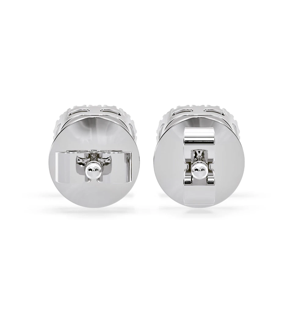 Beatrice Cushion Cut Lab Diamond Halo Earrings 1.30ct in 18K White Gold F/VS1