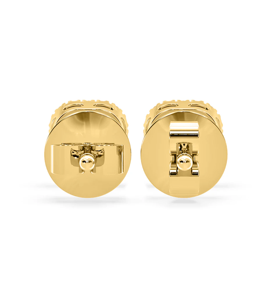 Beatrice Cushion Cut Lab Diamond Halo Earrings 1.30ct in 18K Yellow Gold F/VS1