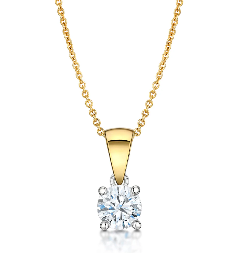 Chloe 0.50ct Diamond Solitaire Pendant Necklace G/SI Quality in 18K Yellow Gold