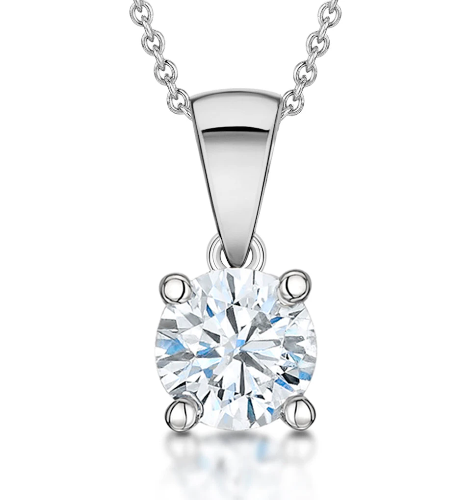 Chloe 1.00ct Lab Diamond Solitaire Necklace in 18K White Gold F/VS1