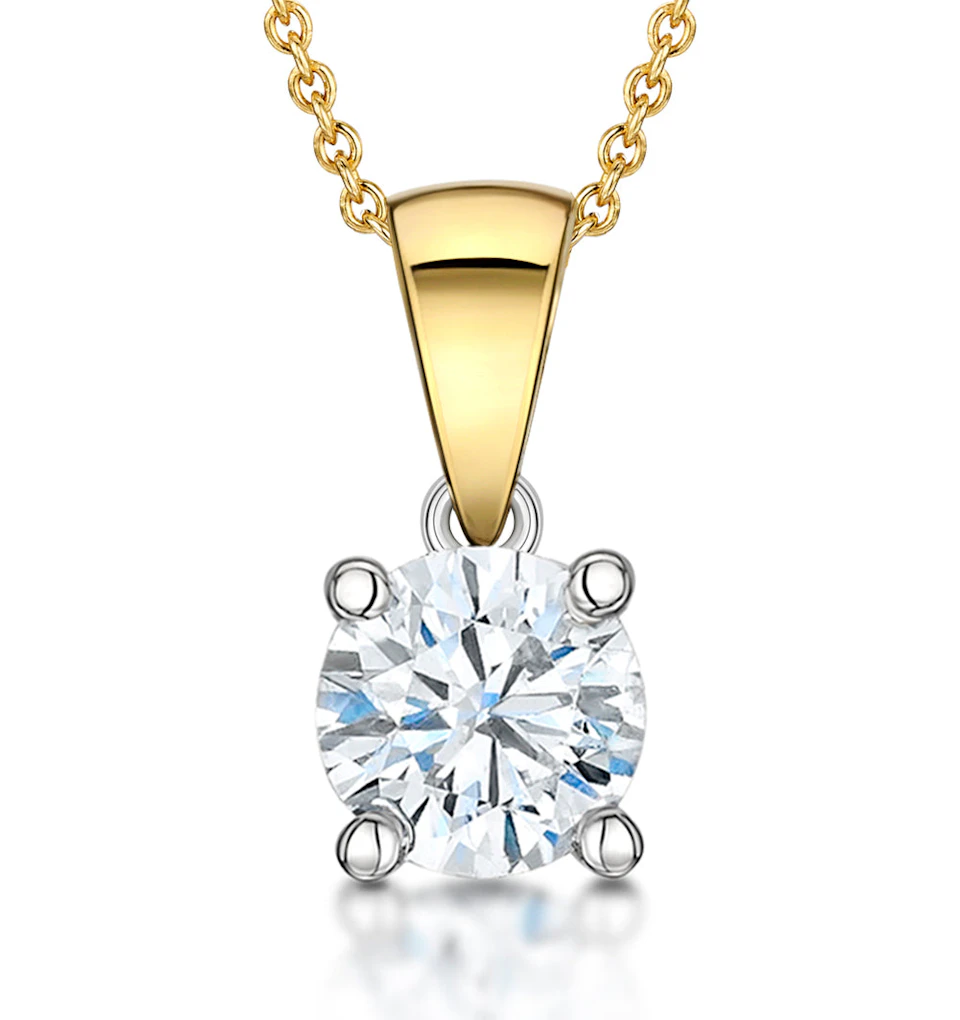 Chloe 1.50ct Lab Diamond Solitaire Pendant Necklace F/VS Quality in 18K Yellow Gold