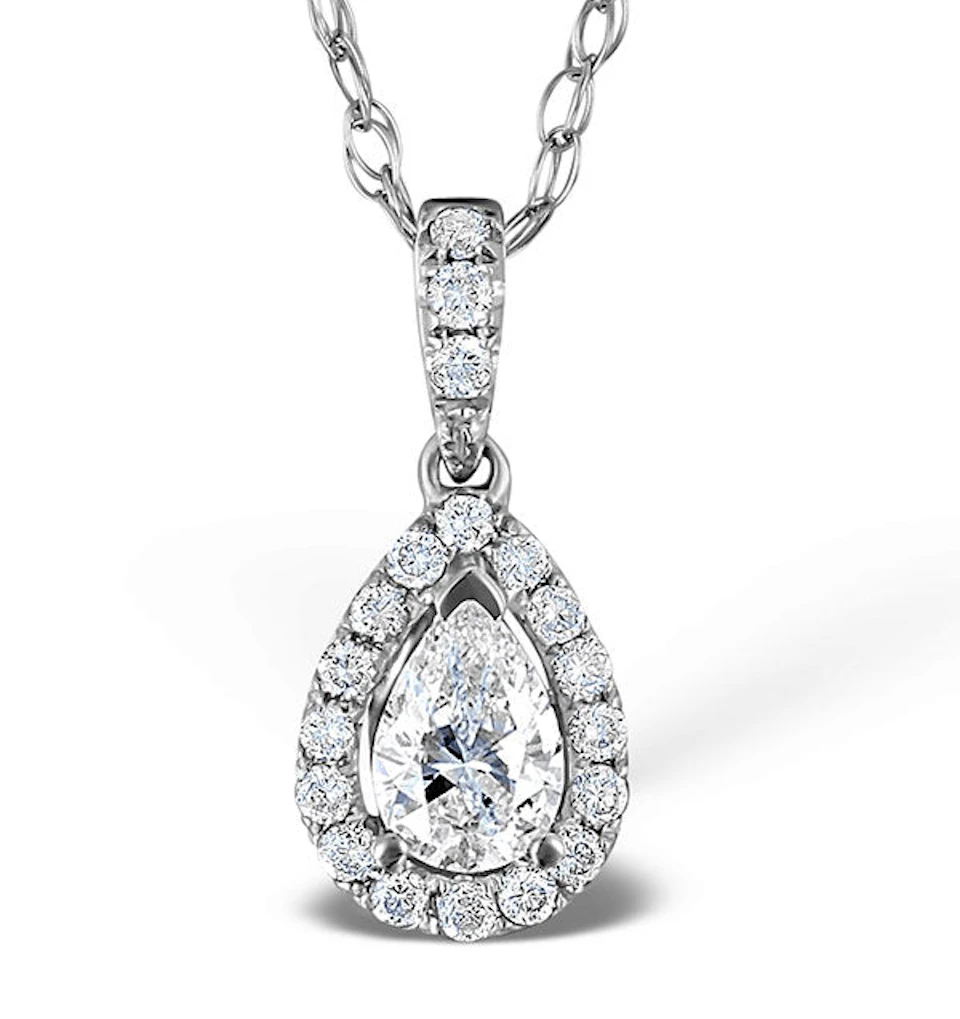 Ella 18K White Gold Diamond Pear Shape Pendant 0.70ct H/SI