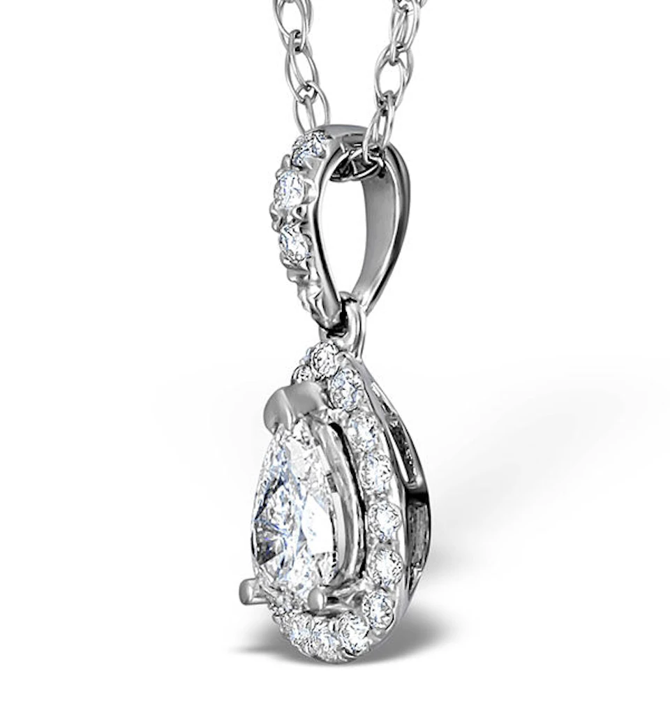 Ella 18K White Gold Diamond Pear Shape Pendant 0.70ct H/SI