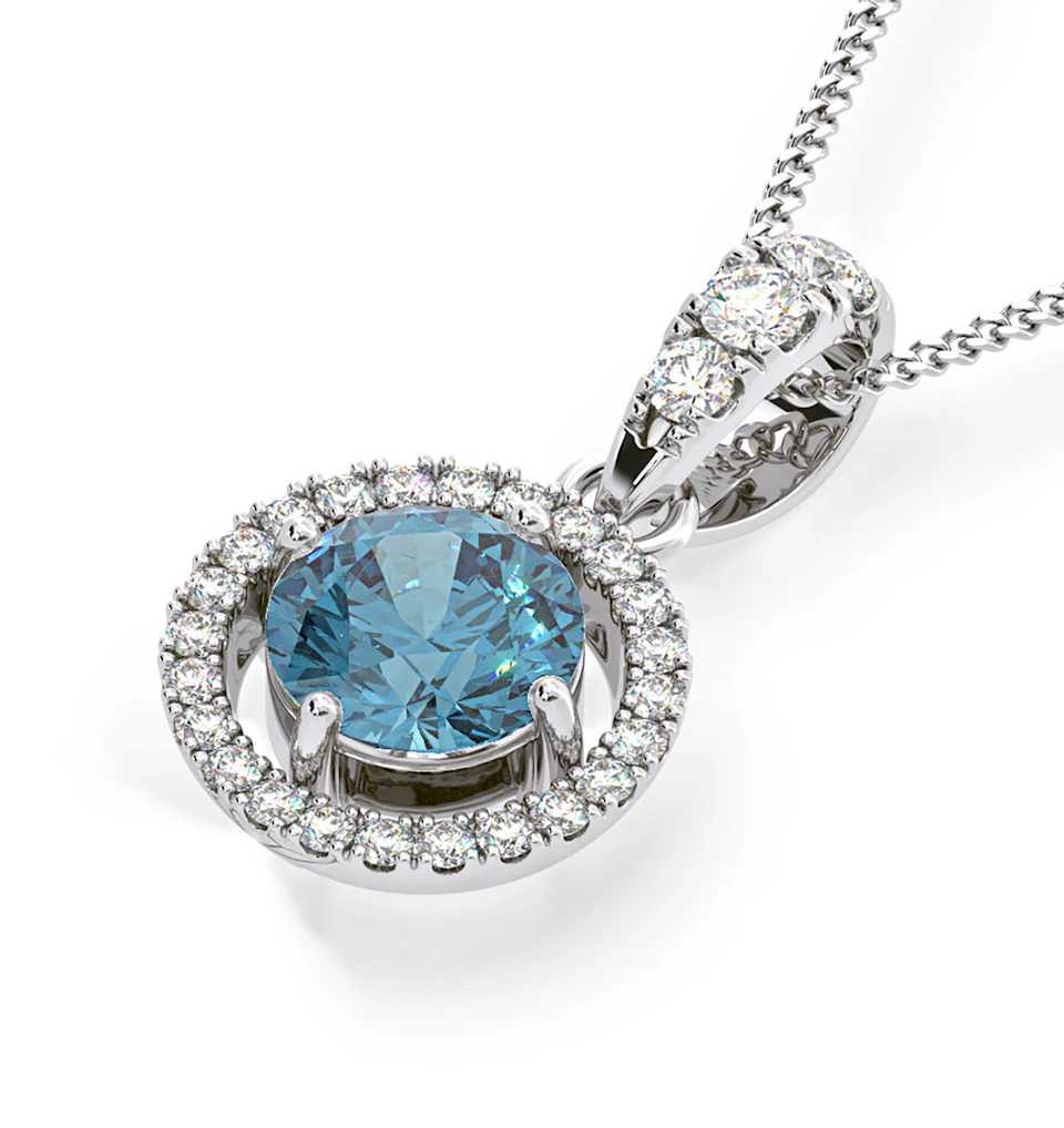 Ella Blue Lab Diamond 1.38ct Pendant Necklace in 18K White Gold - Elara Collection