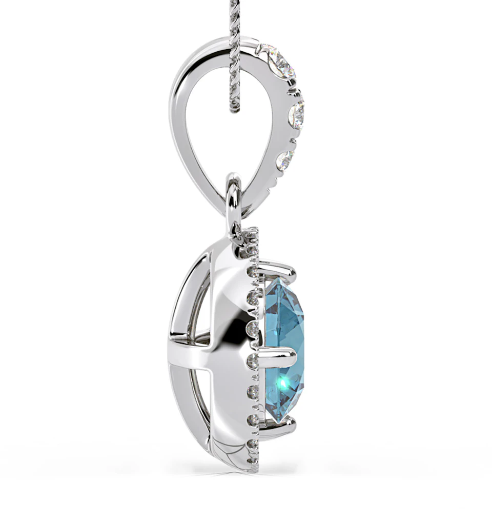 Ella Blue Lab Diamond 1.38ct Pendant Necklace in 18K White Gold - Elara Collection