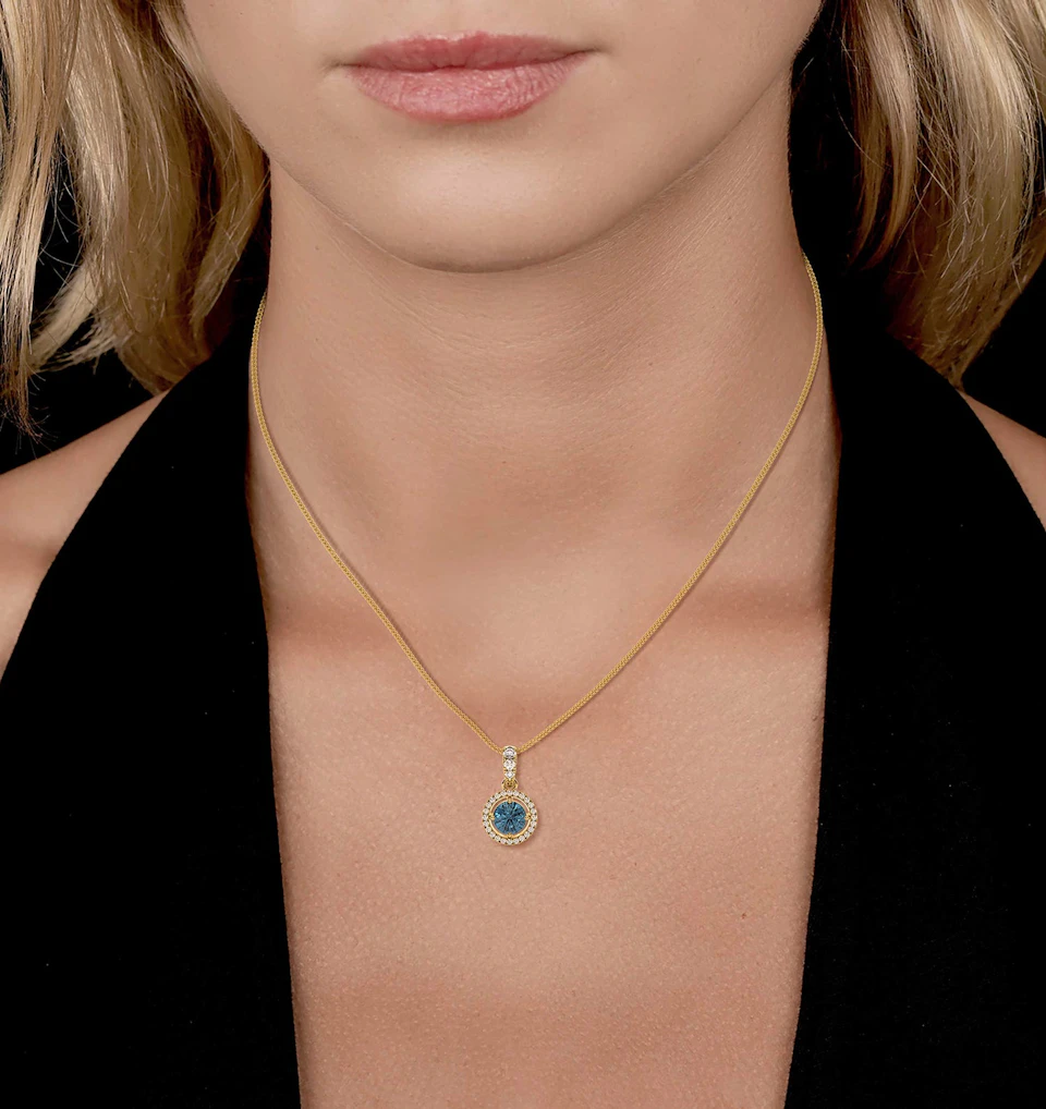 Ella Blue Lab Diamond 1.38ct Pendant Necklace in 18K Yellow Gold - Elara Collection