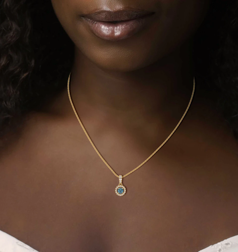 Ella Blue Lab Diamond 0.71ct Pendant Necklace in 18K Yellow Gold - Elara Collection
