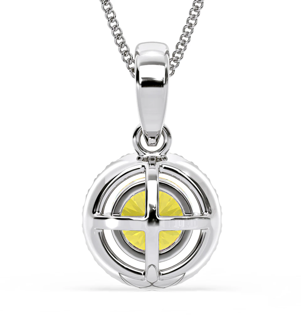 Ella Yellow Lab Diamond 1.38ct Pendant Necklace in 18K White Gold - Elara Collection