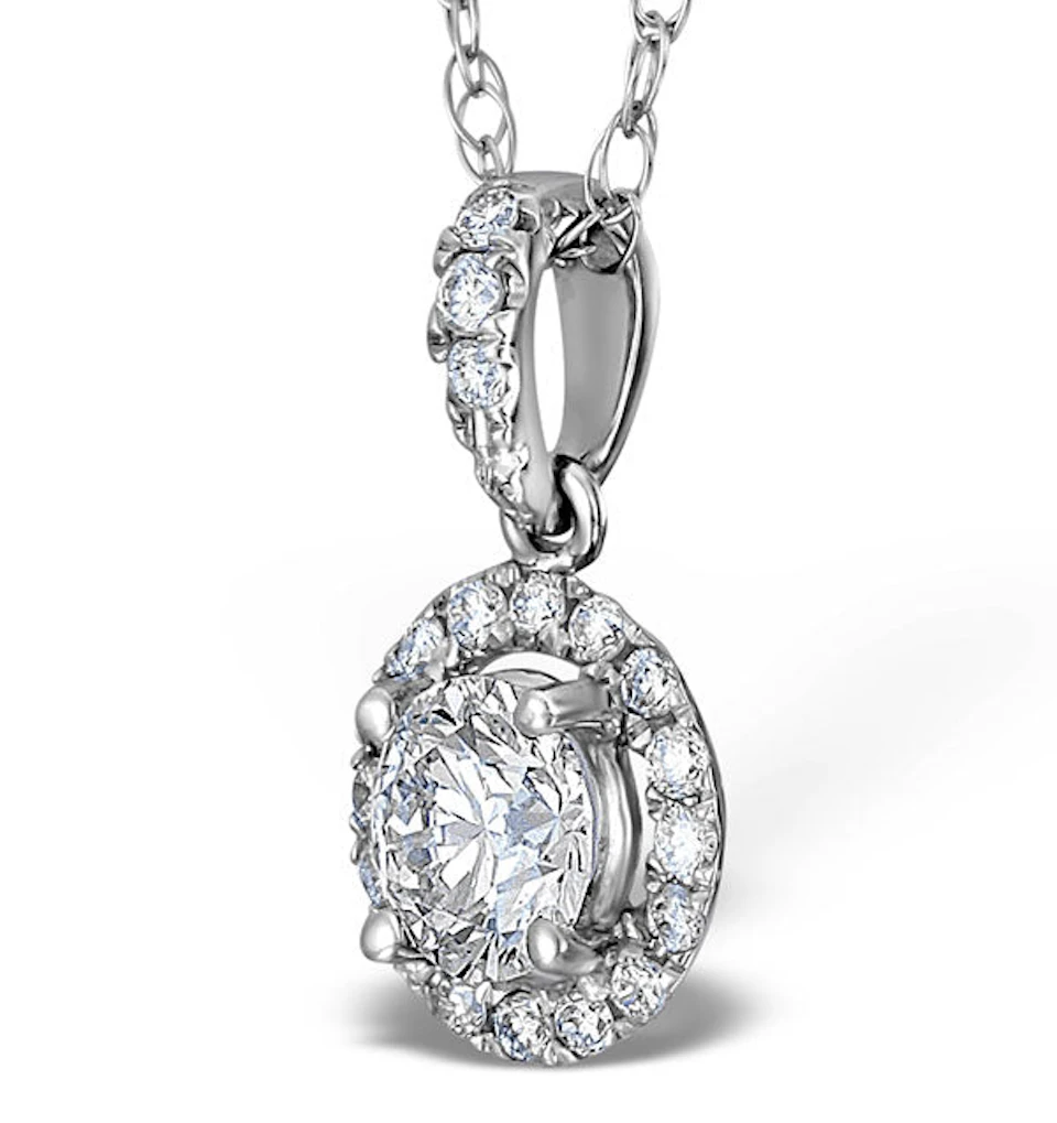 Ella Lab Diamond Halo Necklace in 18K White Gold 0.71ct G/VS1