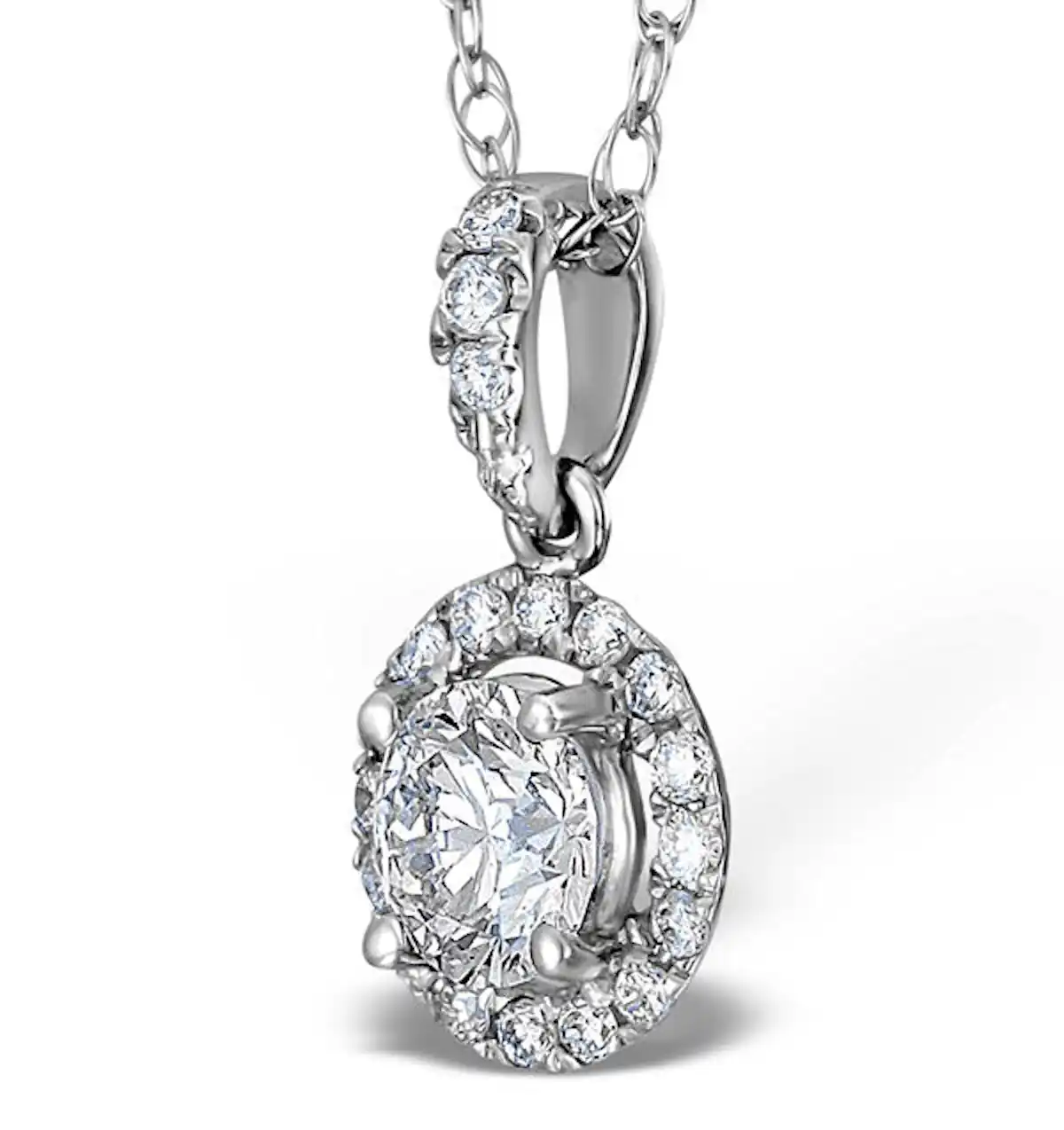 Ella Lab Diamond Halo Necklace in 18K White Gold 1.30ct F/VS1