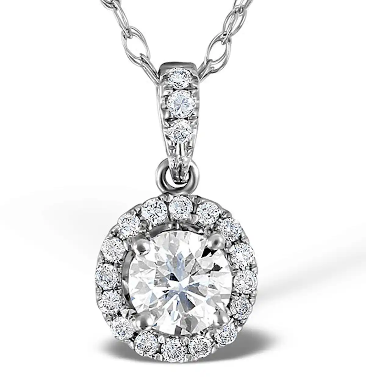 Ella Lab Diamond Halo Necklace in 18K White Gold 1.30ct F/VS1