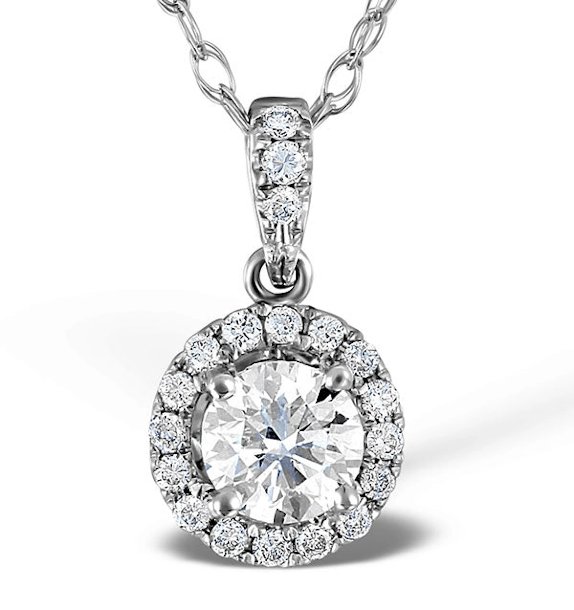 Ella Lab Diamond Halo Necklace in 18K White Gold 1.30ct F/VS1