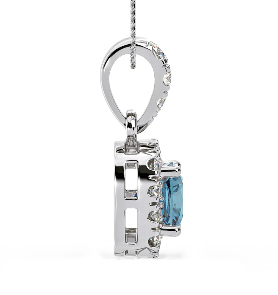 Beatrice Blue Lab Diamond Cushion Cut Necklace 0.70ct in 18K White Gold - Elara Collection
