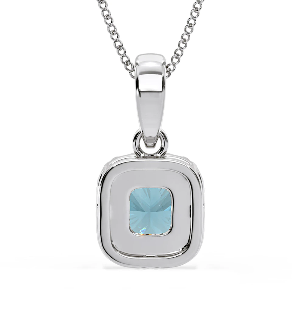 Beatrice Blue Lab Diamond Cushion Cut Necklace 0.70ct in 18K White Gold - Elara Collection
