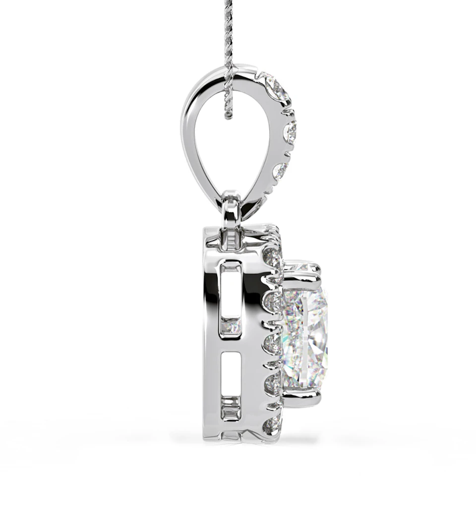 Beatrice Cushion Cut Lab Diamond Pendant Necklace 1.38ct in 18K White Gold F/VS1