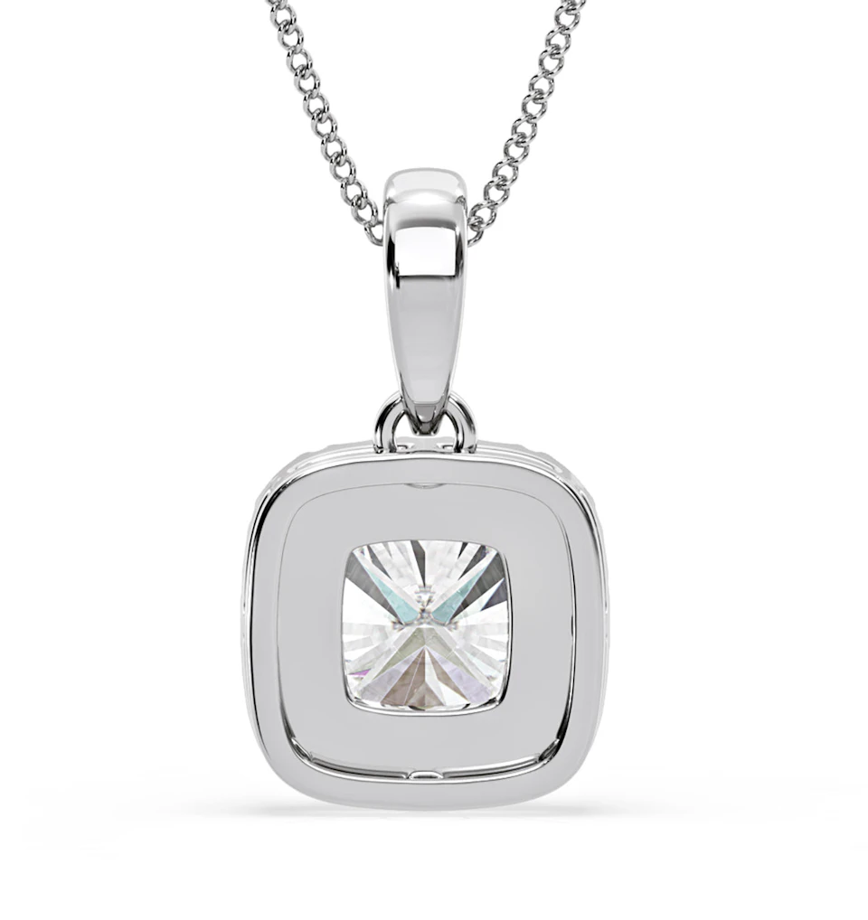 Beatrice Cushion Cut Lab Diamond Pendant Necklace 1.38ct in 18K White Gold F/VS1