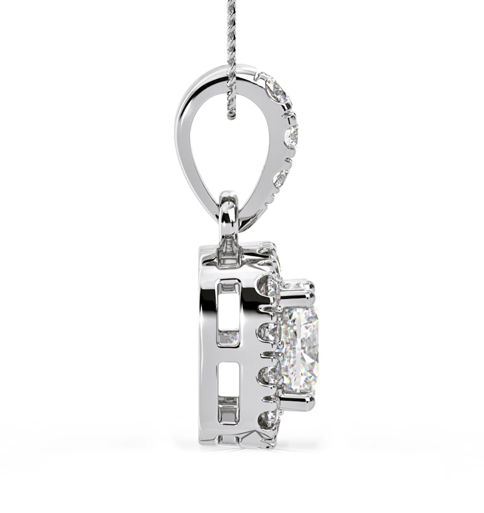 Beatrice Cushion Cut Lab Diamond Pendant Necklace 0.70ct in 18K White Gold F/VS1