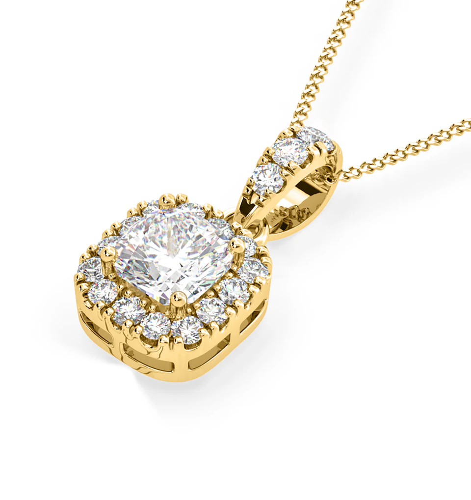 Beatrice Cushion Cut Lab Diamond Pendant Necklace 0.70ct in 18K Yellow Gold F/VS1