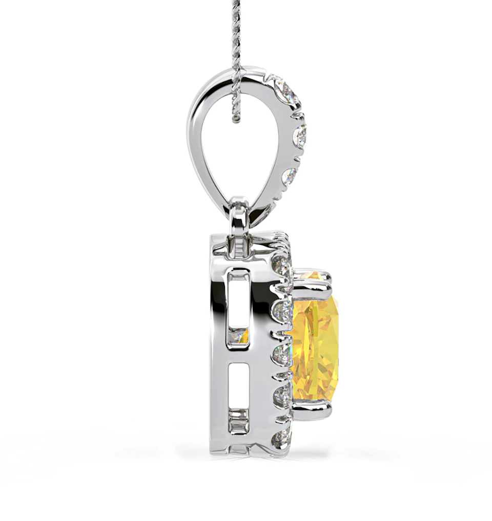 Beatrice Yellow Lab Diamond Cushion Cut Necklace 1.38ct in 18K White Gold - Elara Collection