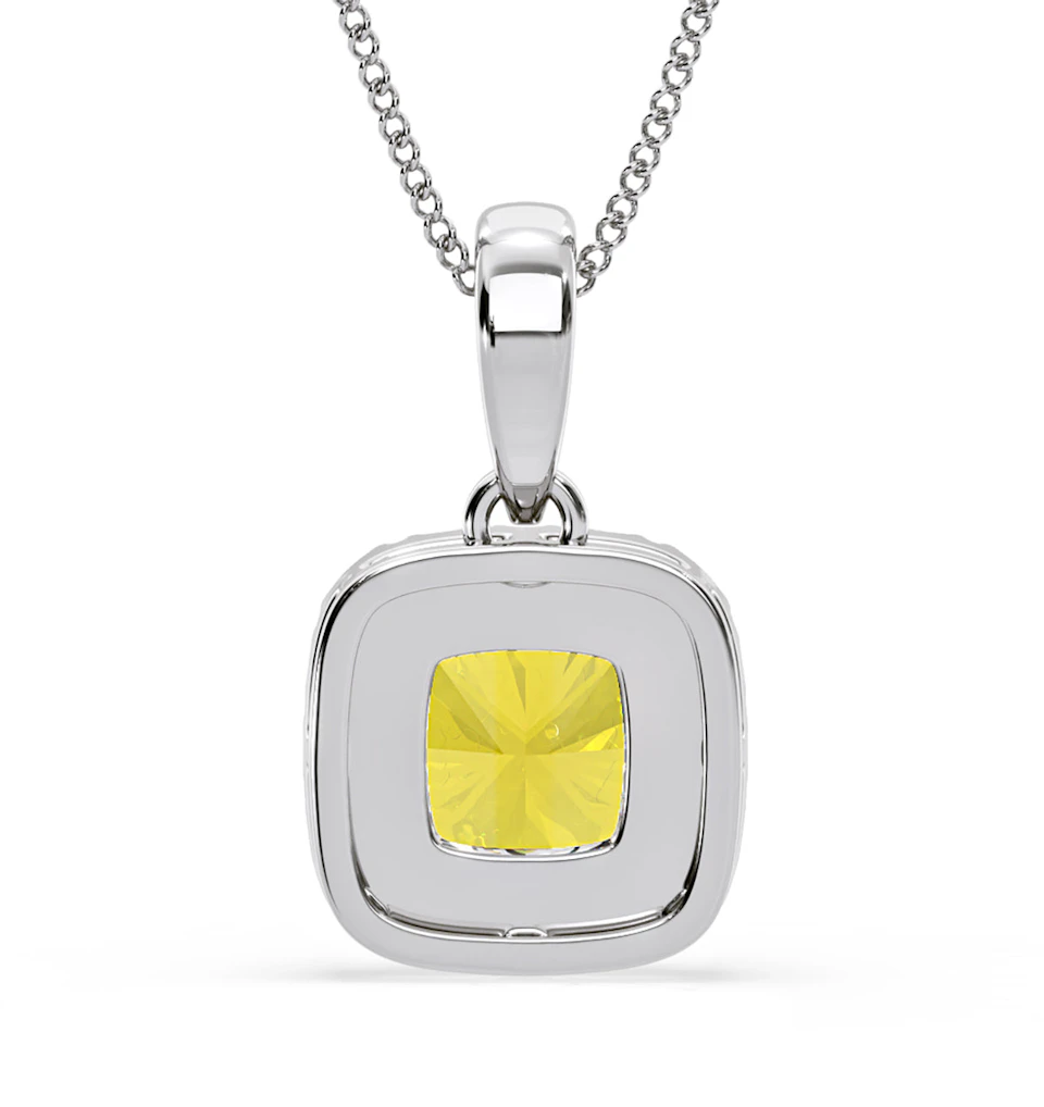 Beatrice Yellow Lab Diamond Cushion Cut Necklace 1.38ct in 18K White Gold - Elara Collection