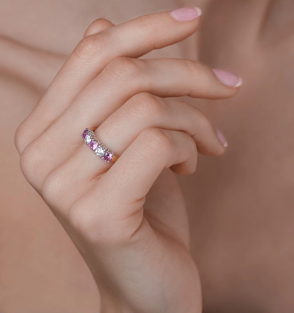 Pink Sapphire 0.90ct and Diamond Ring 0.40ct 18K Gold Ft26