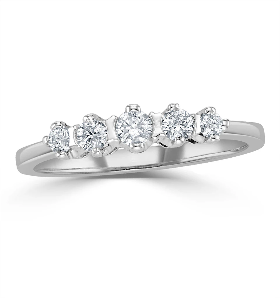 Grace 18K White Gold 5 Stone Diamond Eternity Ring 0.33CT