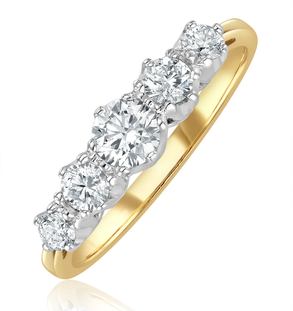 Grace 18K Gold 5 Stone Diamond Eternity Ring 0.75CT