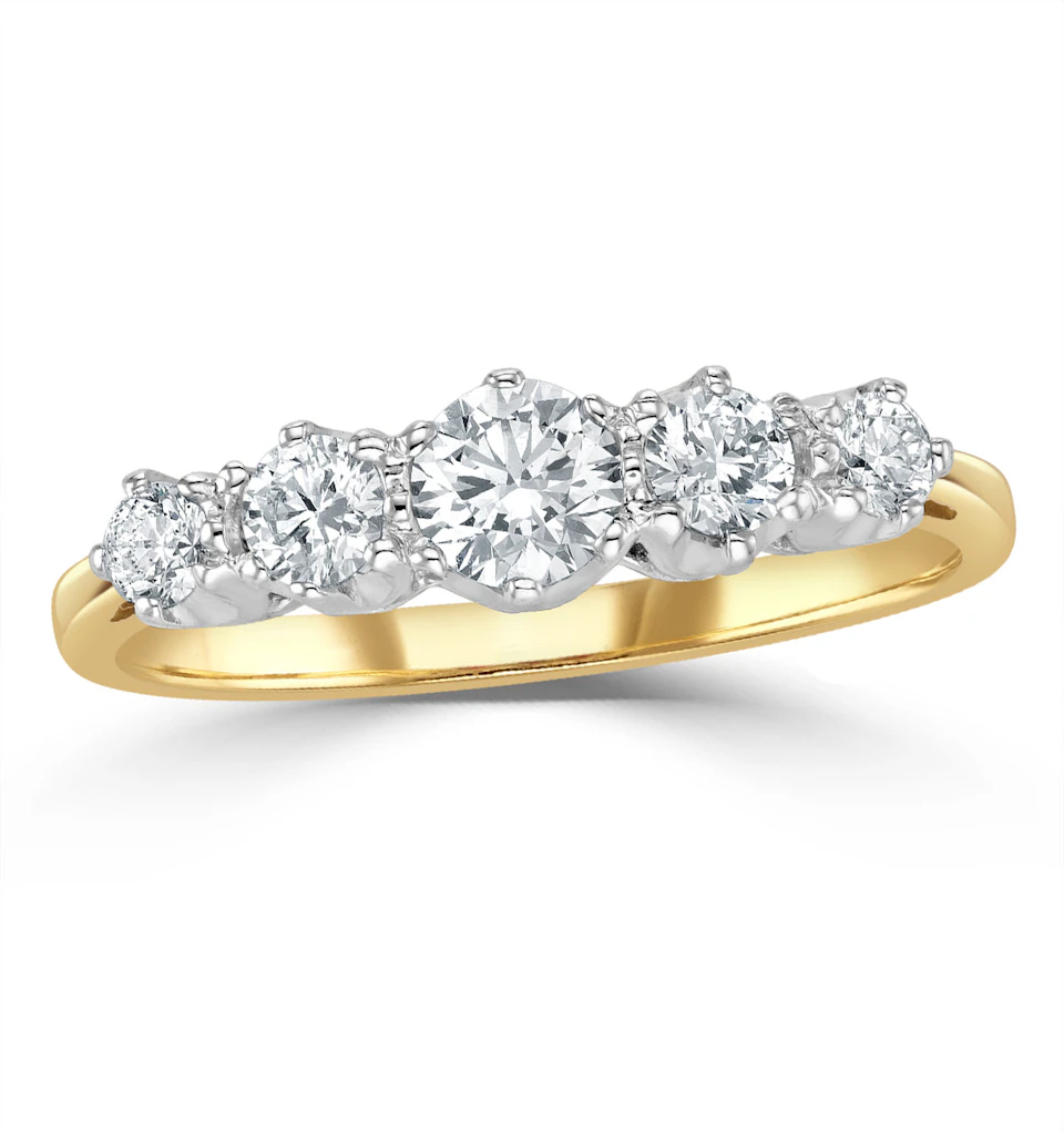 Grace 18K Gold 5 Stone Diamond Eternity Ring 0.75CT G/VS