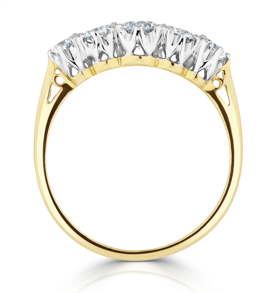 Grace 18K Gold 5 Stone Diamond Eternity Ring 0.75CT