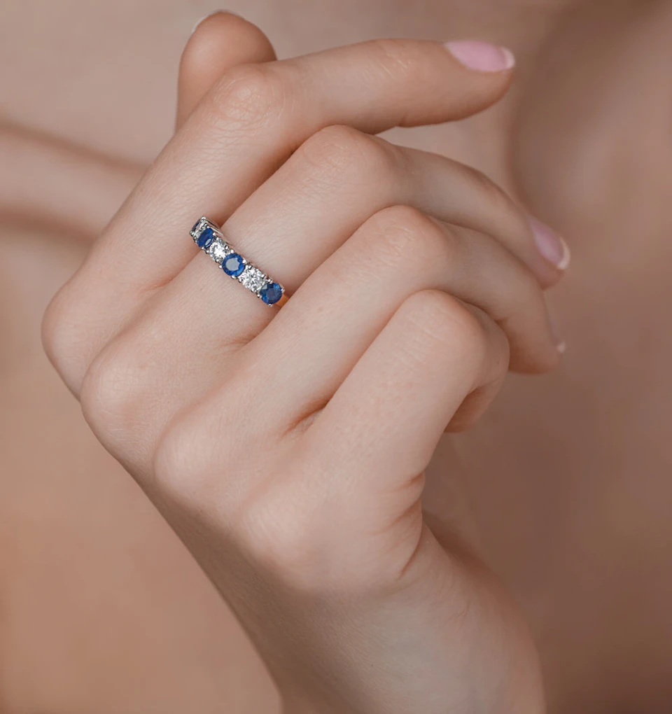 Sapphire 1CT and Diamond Ring 0.50CT 18K Gold FT32