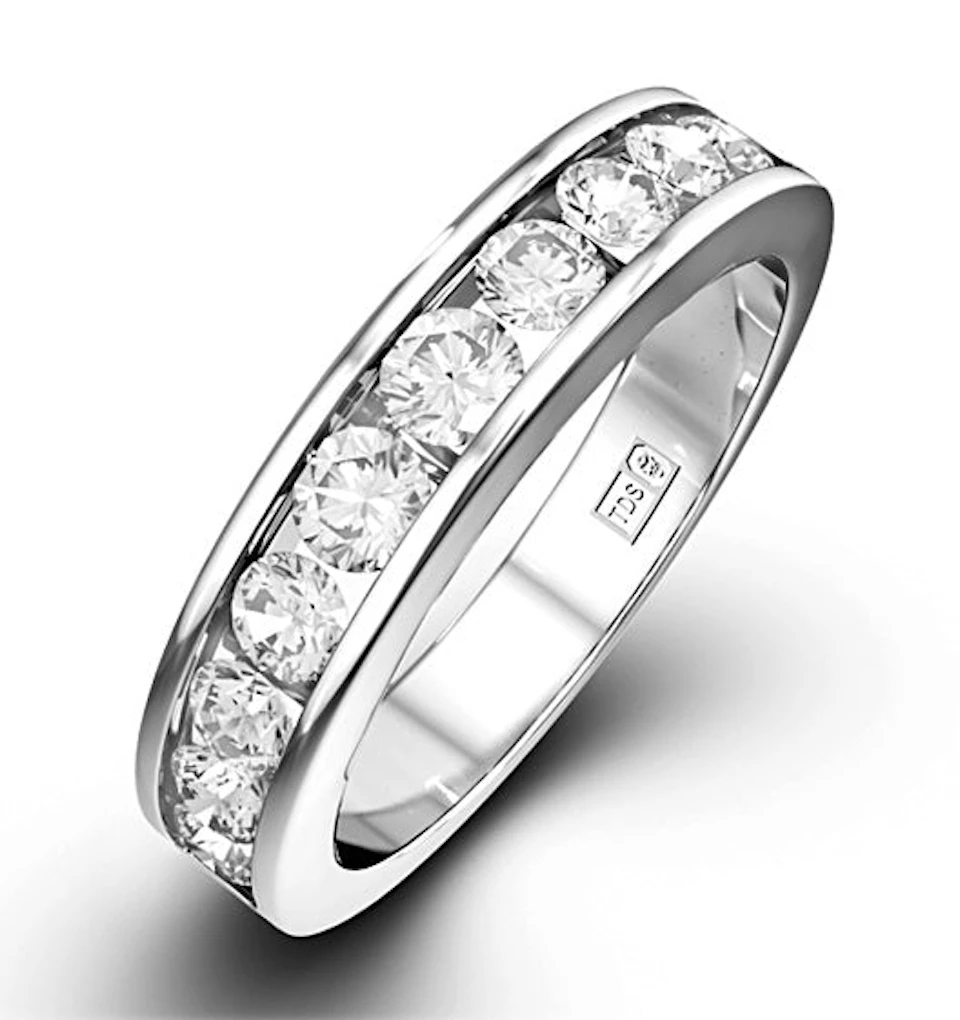 Rae Platinum Diamond Half Band Eternity Ring 1.50CT H/SI