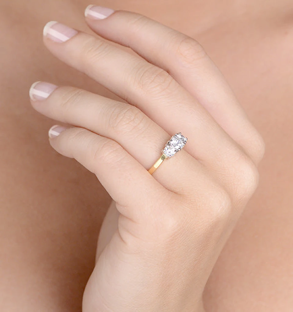 Ellie 18K Gold 3 Stone Diamond Ring 1.00CT H/SI