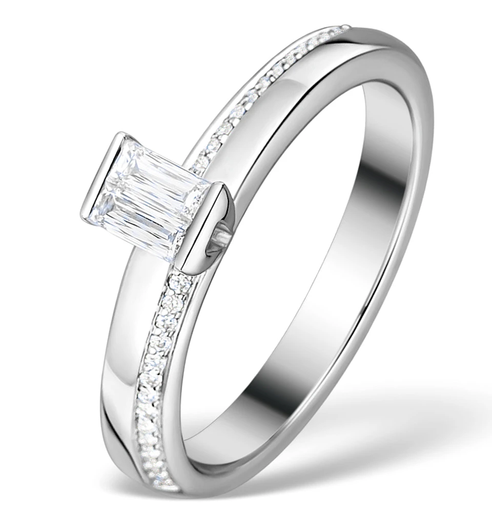 0.30ct Ideal Prince Cut Diamond and 18K White Gold H/SI Ring - SIZE M