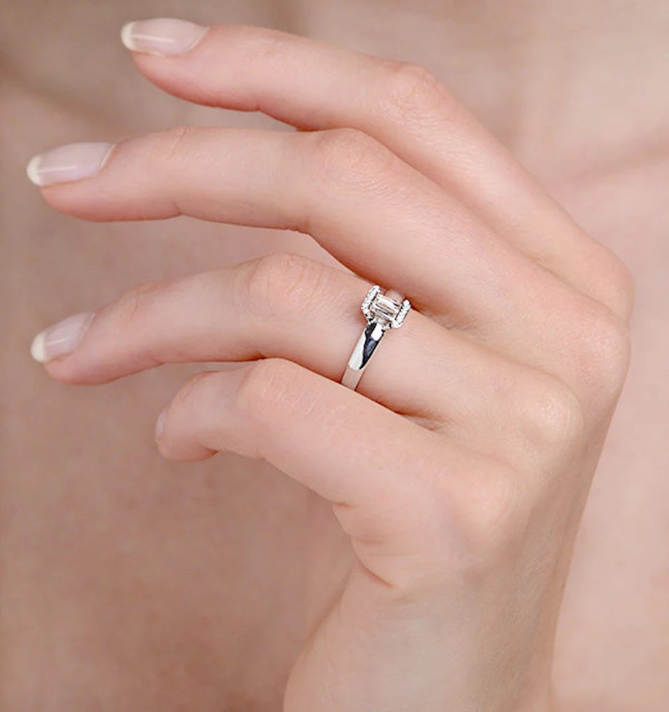 0.30ct Ideal Prince Cut Diamond and 18K White Gold H/SI Ring - SIZE K