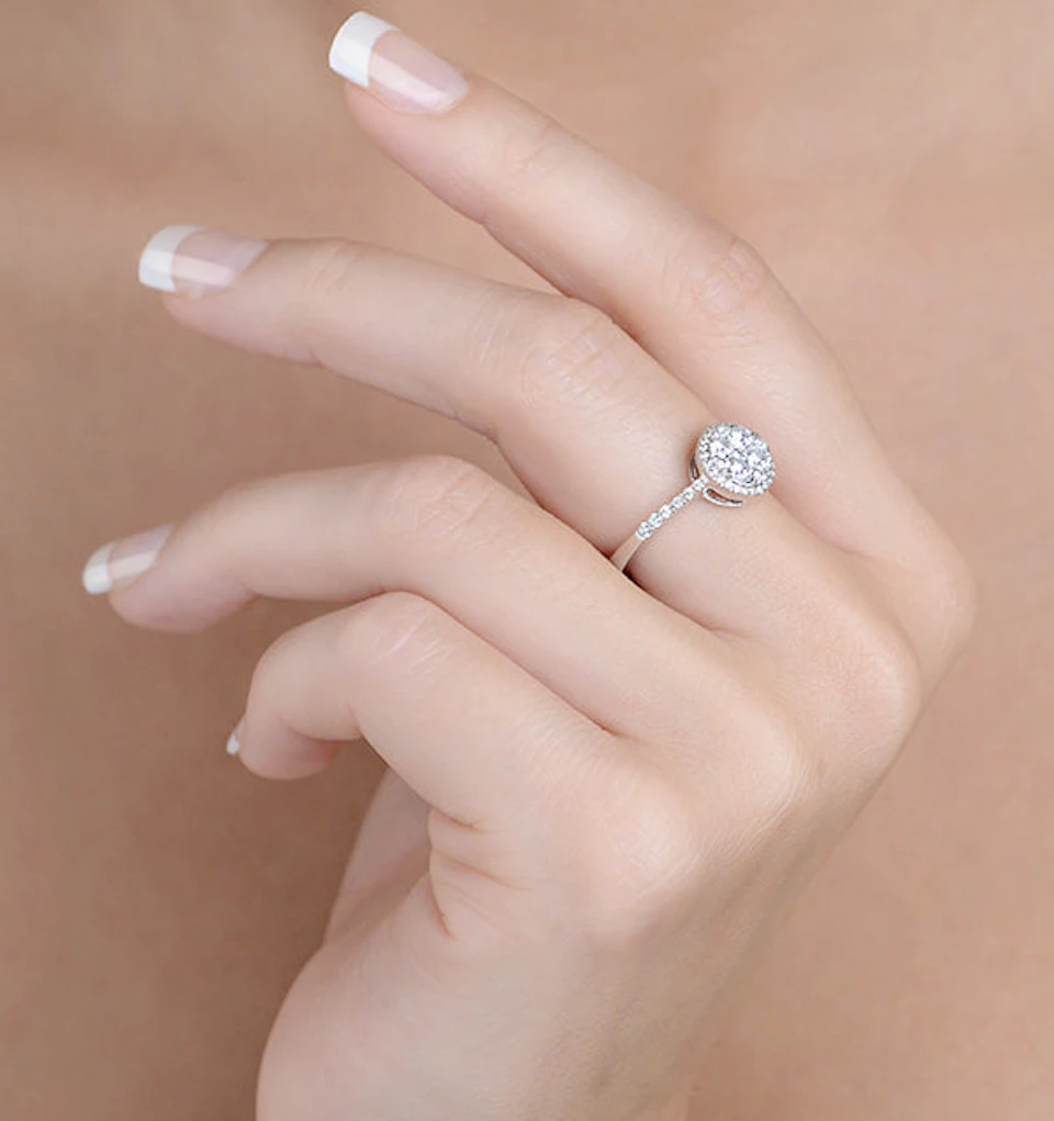 Halo Engagement Ring Galileo 0.80ct of Diamonds in 18K Gold - FT61