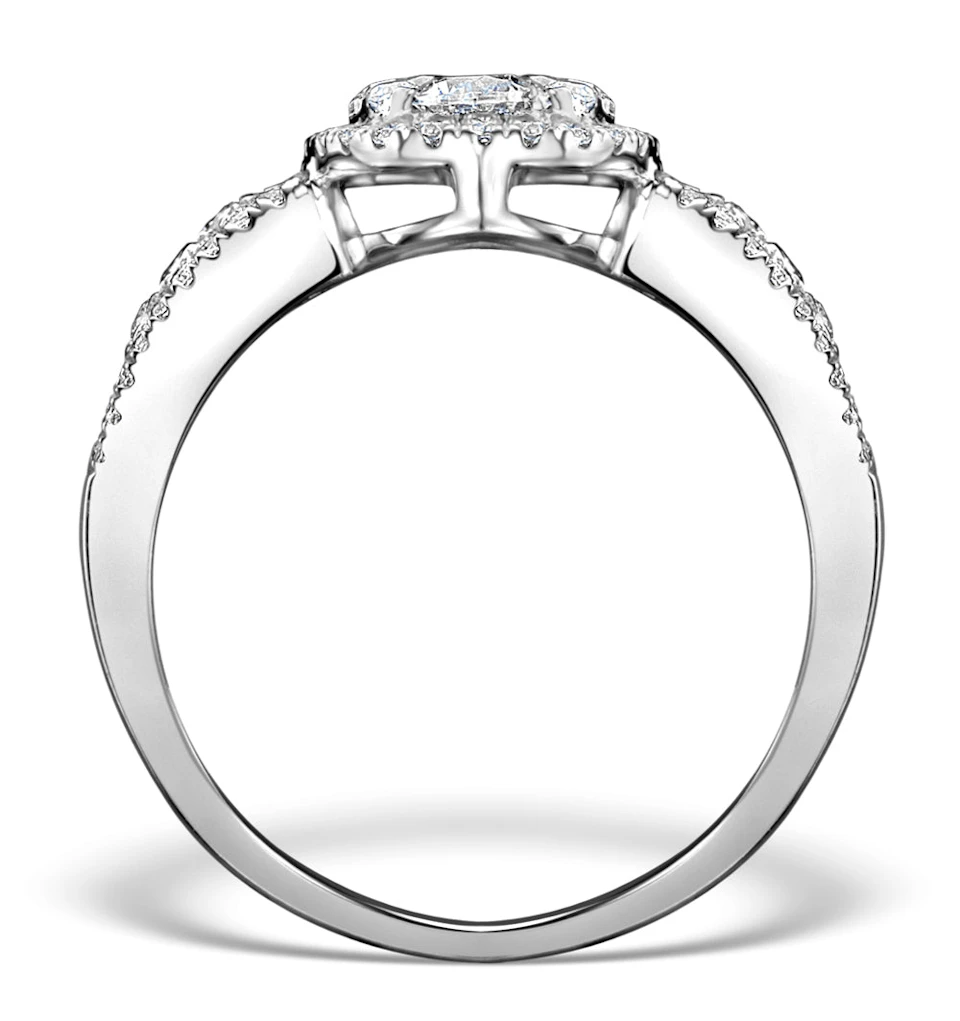 Halo Engagement Ring Galileo 1.08ct H/SI Diamonds in 18KW White Gold