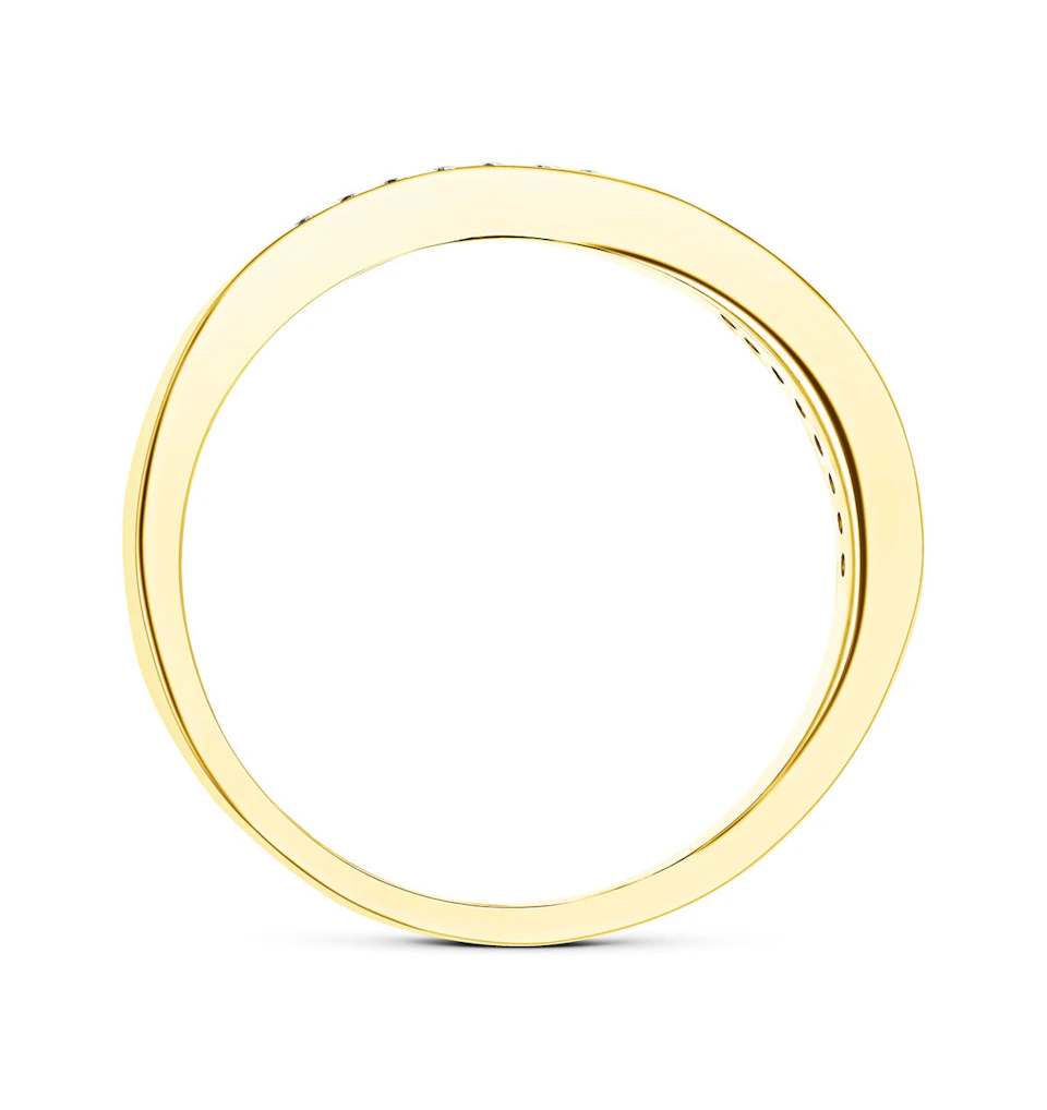 18K Three Tone 6mm Diamond Half Eternity Ring - SIZE O