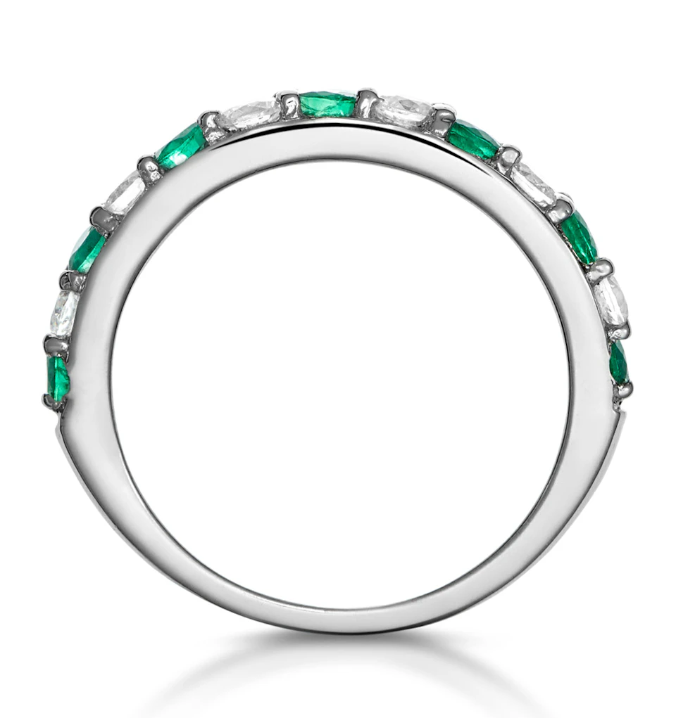 Emerald and 0.50ct Diamond Asteria Eternity Ring 18K White Gold