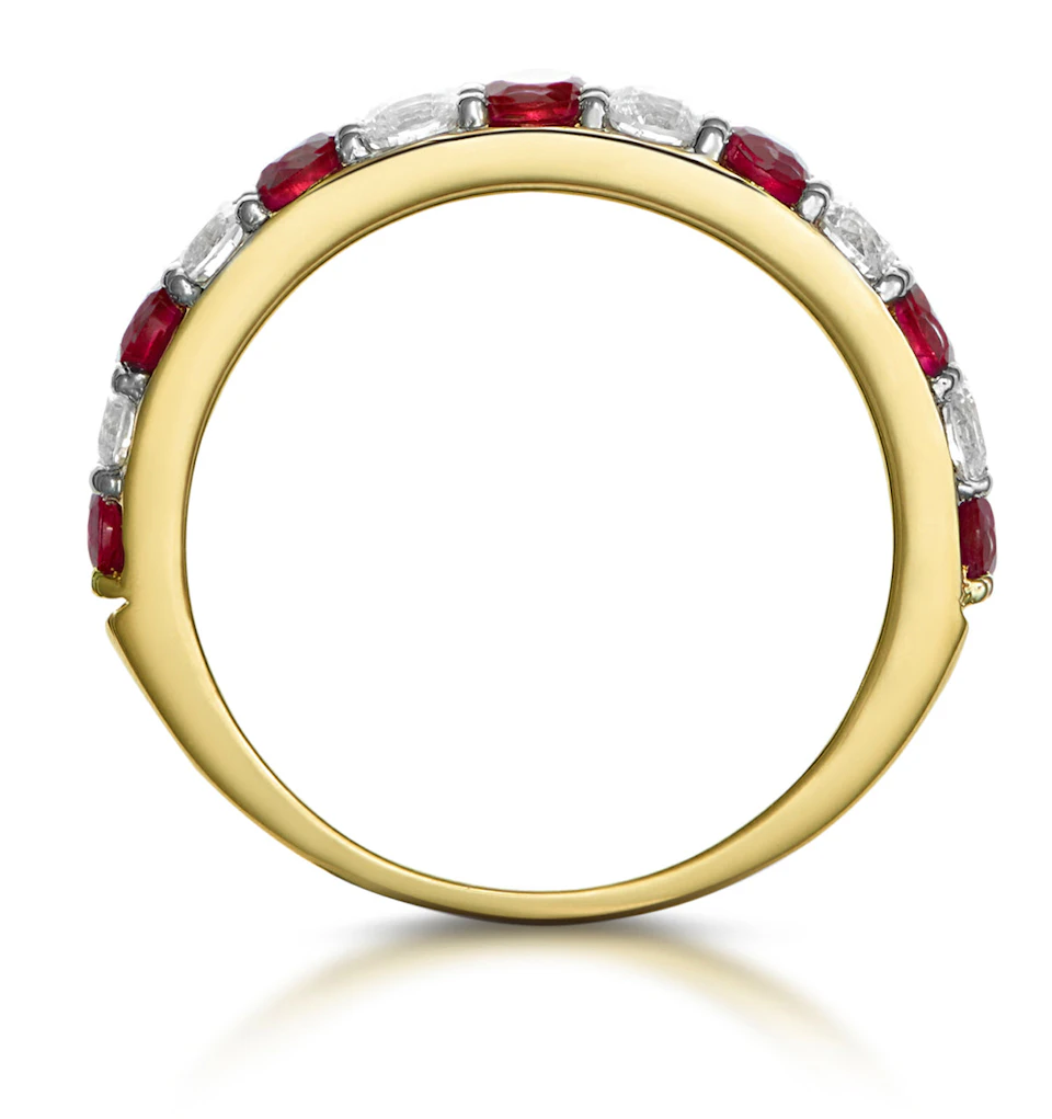 Ruby and 0.50ct Diamond Asteria Eternity Ring in 18K Gold