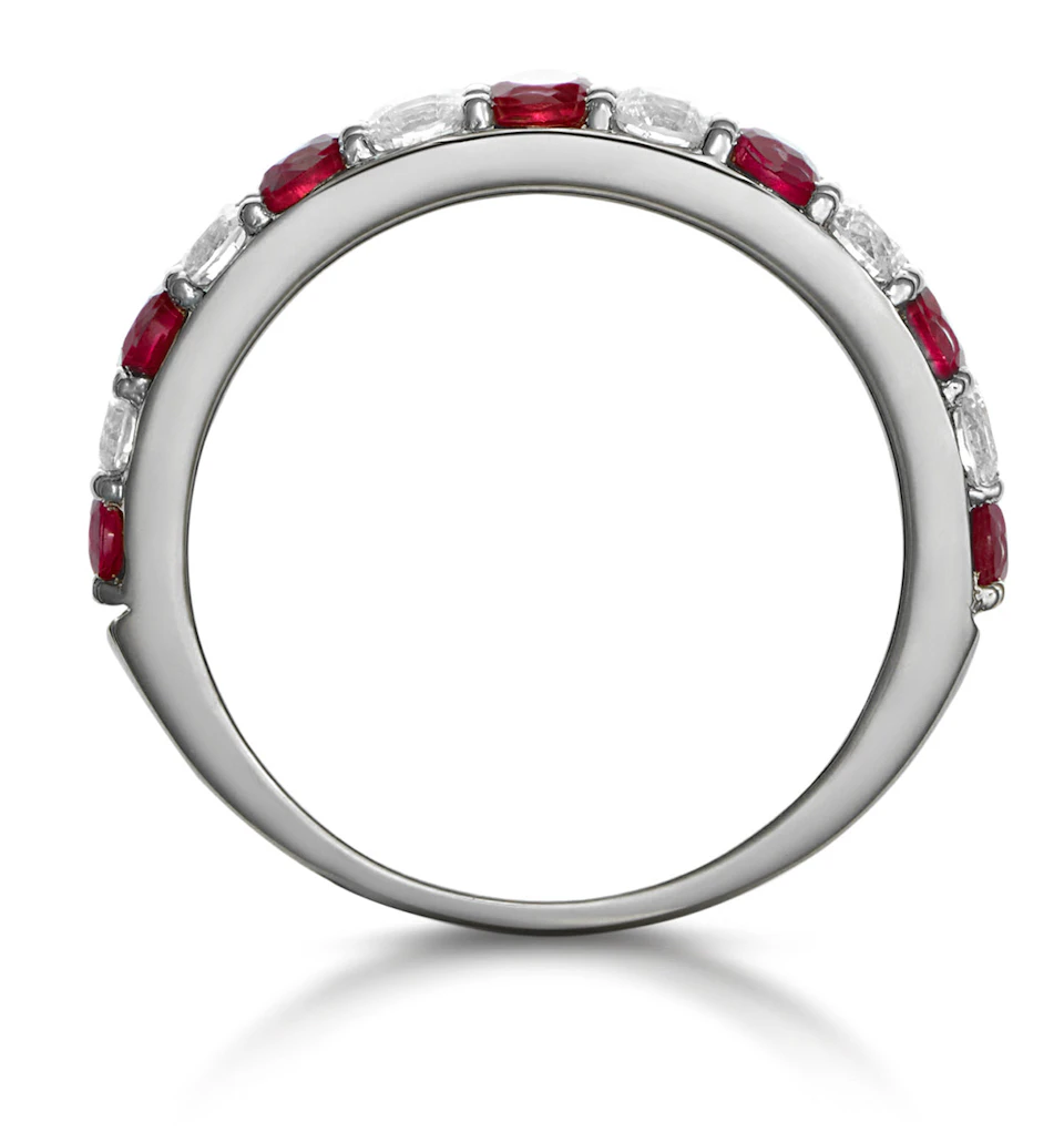 Ruby and 0.50ct Lab Diamond Asteria Eternity Ring in 9K White Gold
