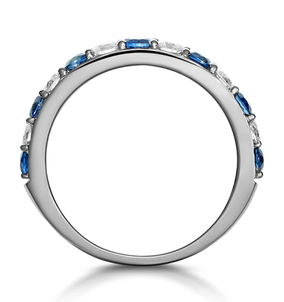 Sapphire and 0.50ct Diamond Asteria Eternity Ring in 18K White Gold