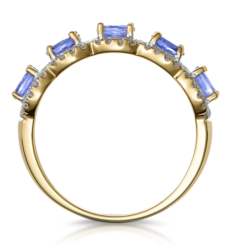 1.20ct Tanzanite Asteria Eternity Halo Diamond Ring in 18K Gold