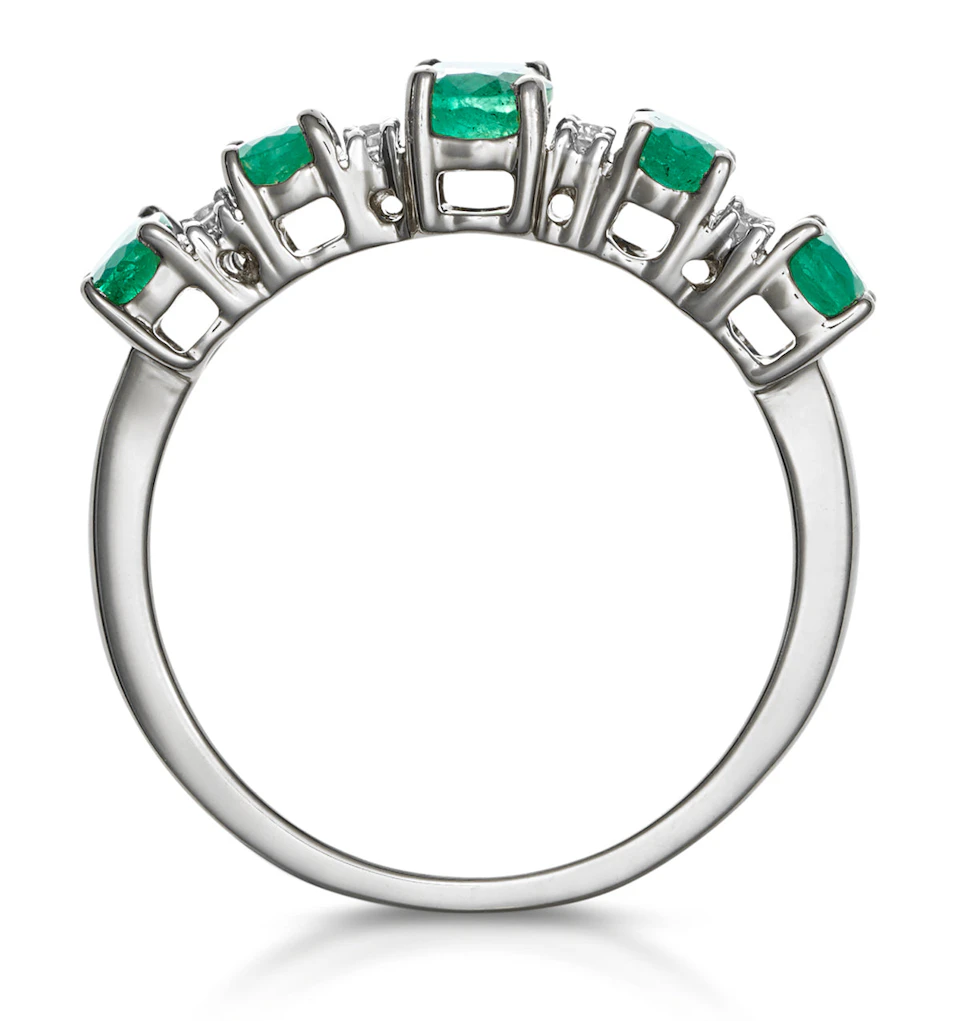 1.30ct Emerald and Lab Diamond Eternity Ring 9K White Gold - Asteria
