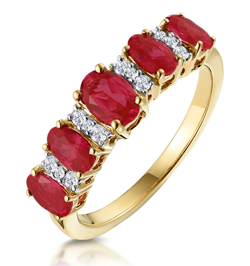 1.85ct Ruby and Lab Diamond Eternity Ring in 9K Gold - Asteria