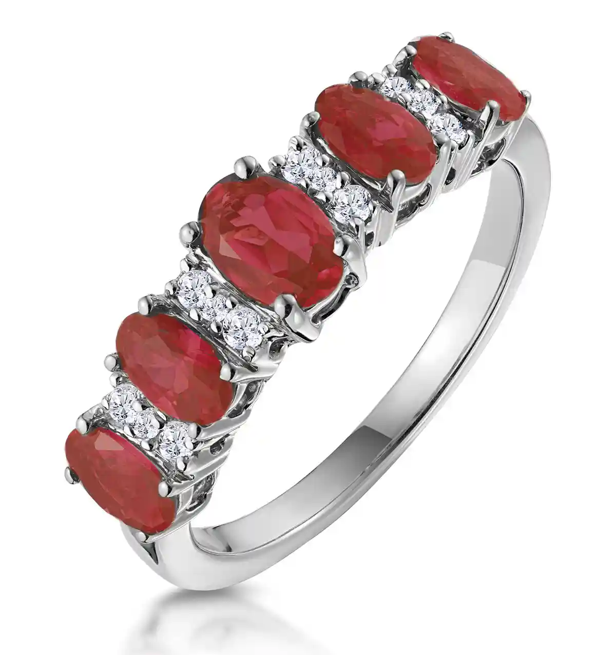 1.85ct Ruby and Diamond Eternity Ring 18KW Gold - Asteria Collection
