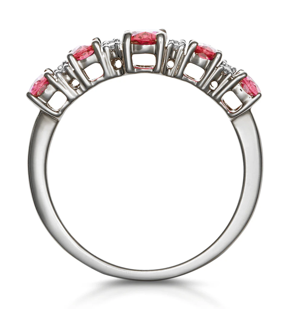 1.85ct Ruby and Lab Diamond Eternity Ring in 9K White Gold - Asteria