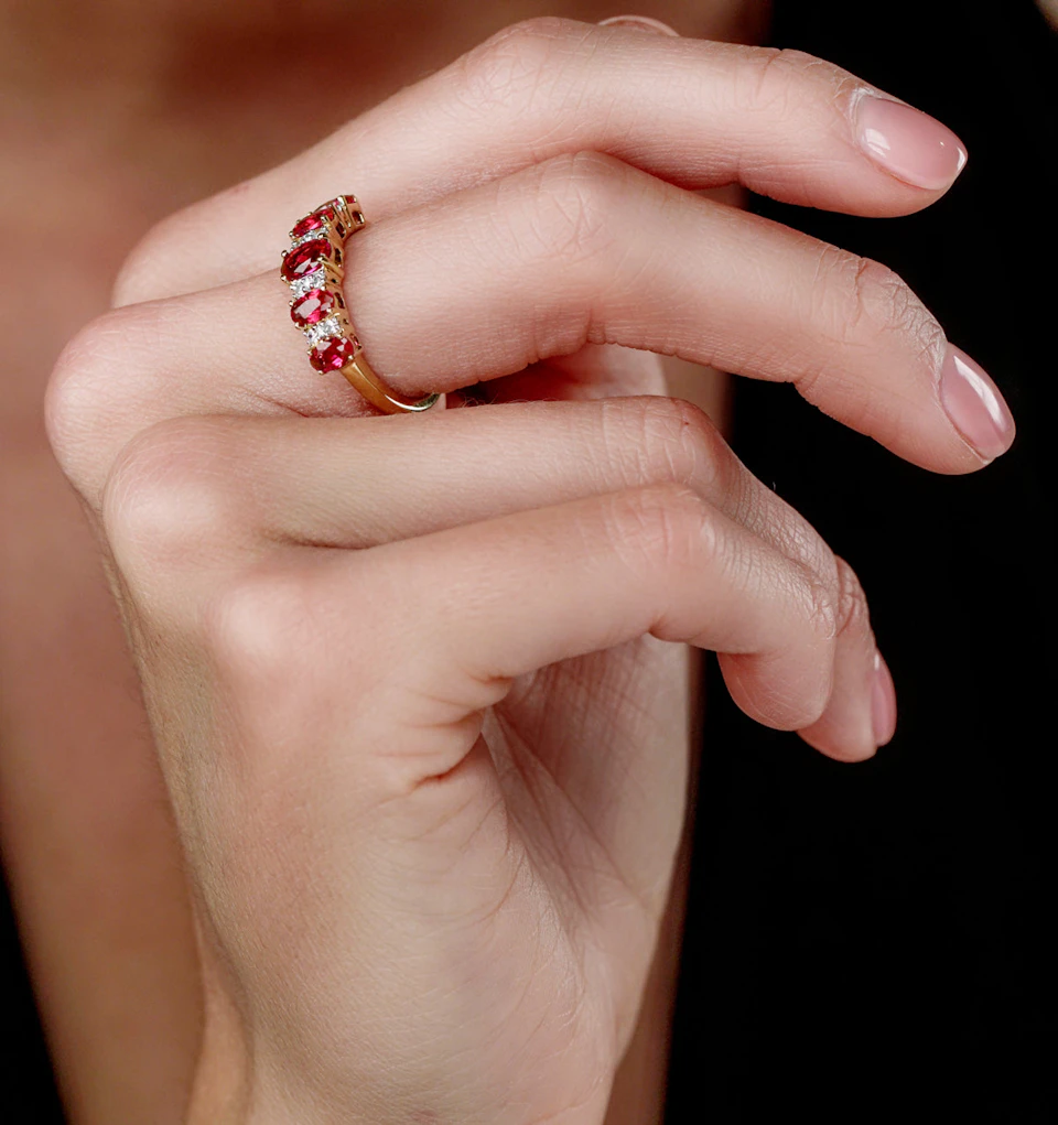 1.85ct Ruby and Lab Diamond Eternity Ring in 9K Gold - Asteria